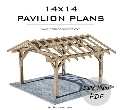 Diy 14 X 14 Gable Pavilion Plans In Pdf Square Outdoor Etsy