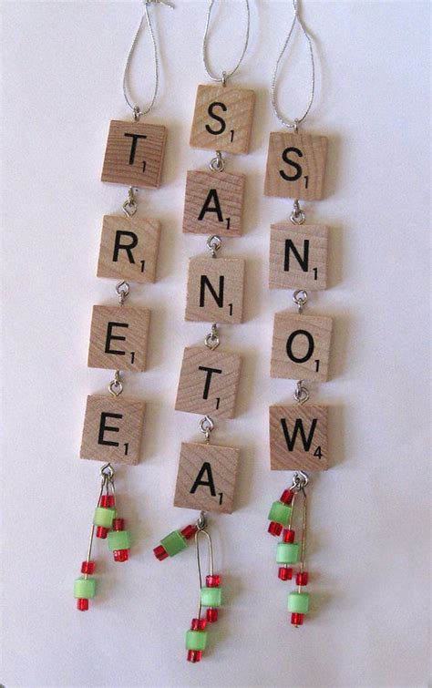 Scrabble Tile Christmas Ornaments Set Of Three By Rbdesign On Etsy