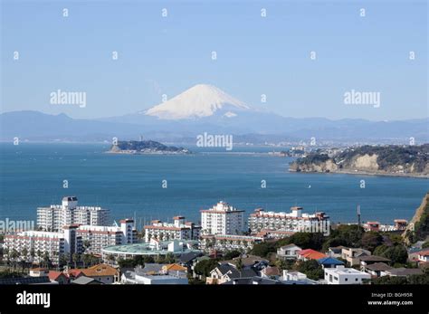 Mt Fuji Seen From Enoshima Island Zushi Kanagawa Prefecture Japan