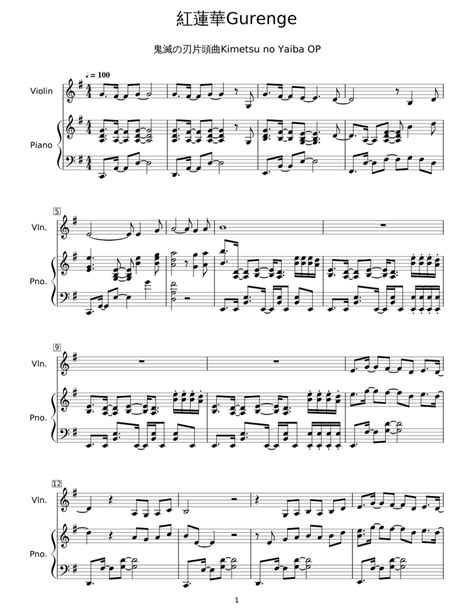 gurenge sheet   piano violin solo musescorecom