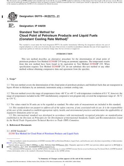 Astm D5773 21 Red Standard Test Method For Cloud Point Of Petroleum