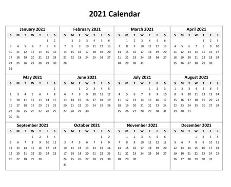 2021 Calendar Printable Free Template Calendar Printables Free Images