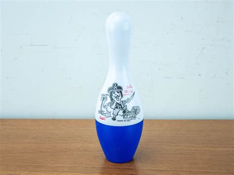 Cute Little Bowling Pin Bank In White And Blue Plastic Etsy Israel