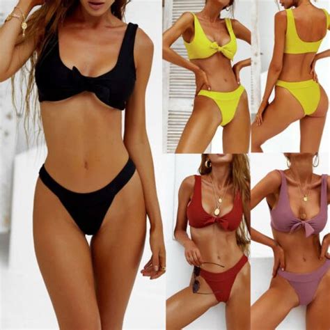 swimwear women triangle bikini set bandage push up swimsuit bathing beachwear size s xl body