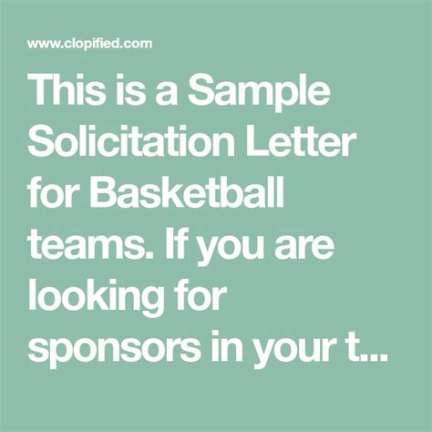 Sample Solicitation Letter Solicitation Letter Basketball Teams