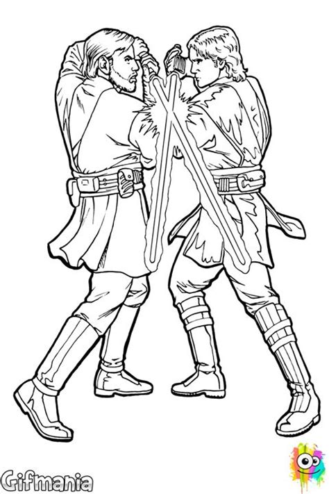 The robots shoot the gun 2. Star Wars Anakin vs Obi-Wan Coloring Pages | Kid Fun ...