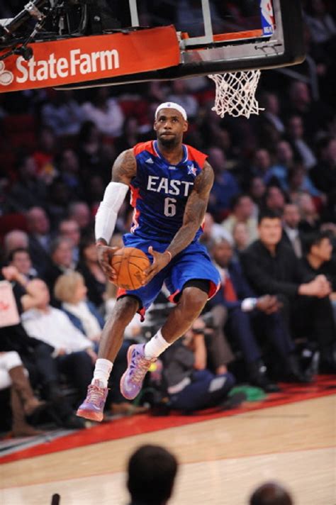 Lebron James Of The Eastern Conference All Stars Dunks Against The