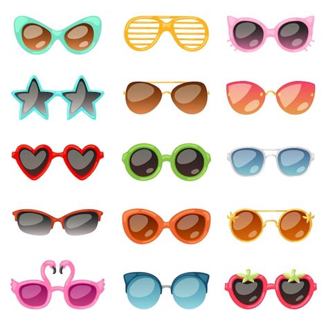 Premium Vector Glasses Cartoon Eyeglasses Or Sunglasses In Stylish Shapes For Party And