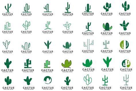 Set Of Cactus Logo 550966 Logos Design Bundles