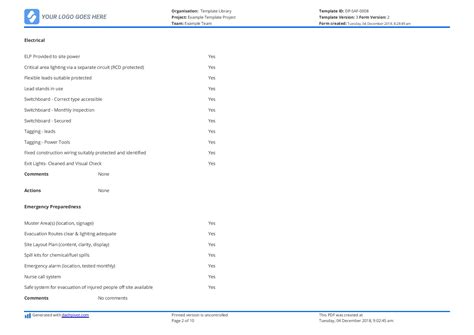 To complete the checklist, employee. Free Weekly Safety Inspection Checklist template - Easily ...