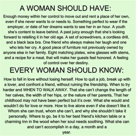 what a woman should have and what every woman should know