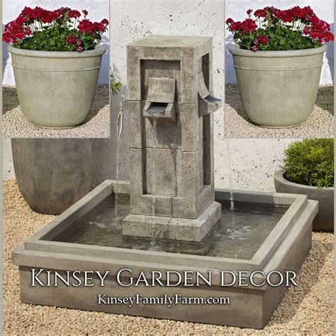 Kinsey Garden Decor Outdoor Free Standing Square Basin Fountain Cast