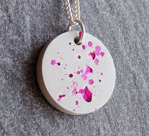 Concrete Jewellery Exclusive Cement Necklace With Fuchsia Etsy Uk