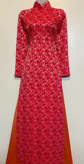 AO DAI GAM Thai Tuan Vietnamese Dress With Pants Size SMALL 70 00