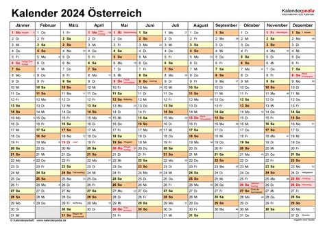 Kalender 2024 Österreich In Excel Zum Ausdrucken
