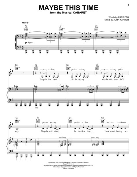 Maybe This Time Vocal Pro Pianoguitar Print Sheet Music Now