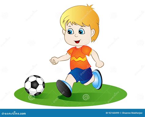 Boy Playing Football As A Goalkeeper Cartoon Vector