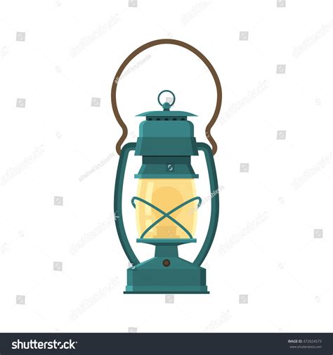 Vintage Camping Lantern Isolated On White Stock Vector Royalty Free