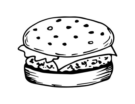Hamburger Drawing Black And White