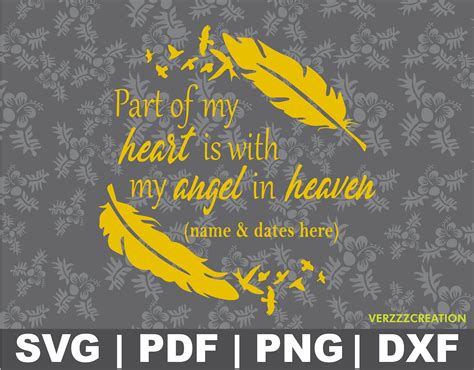 Part Of My Heart Is With My Angel In Heaven Clipart Memorial Etsy