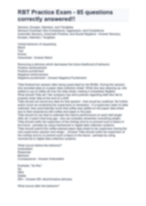 SOLUTION: Rbt practice exam 85 questions correctly answered - Studypool