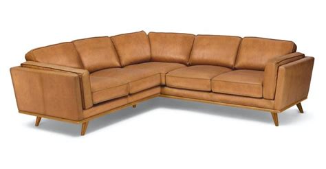 Charme Tan Timber Leather Honey Oak 3 Seater Sofa Article Mid