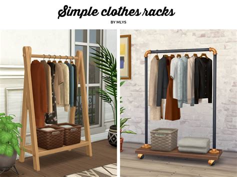 Напольные вешалки с одеждой Simple Clothes Racks для Симс 4 Sims 4