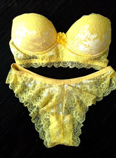 solo mío set de panty y brassier amarillo ️ lingerie lindas lingerie chic jolie lingerie