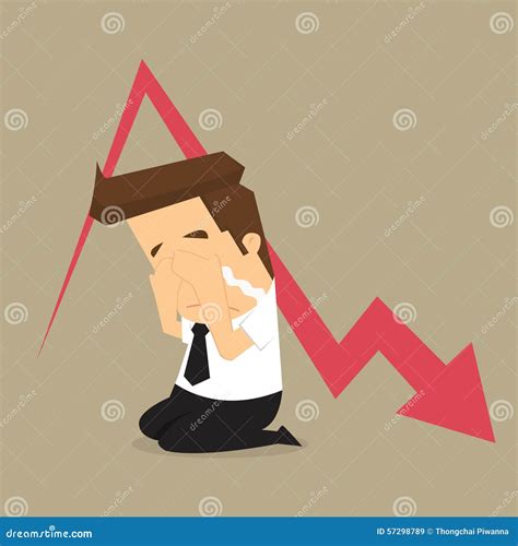 Sad Businessman Down Arrow Graph Stock Vector Illustration Of Lower