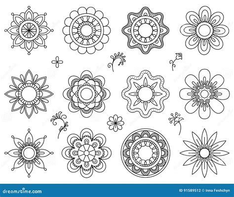Set Of Flower Mono Line Icons Thin Line Blend Design Elements