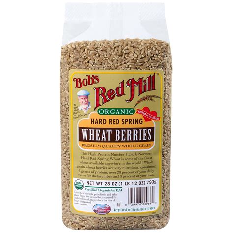 Bobs Red Mill Organic Hard Red Spring Wheat Berries 28 Oz Pack Of 6