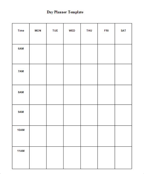 5 Printable Day Planner Templates Doc Pdf Excel