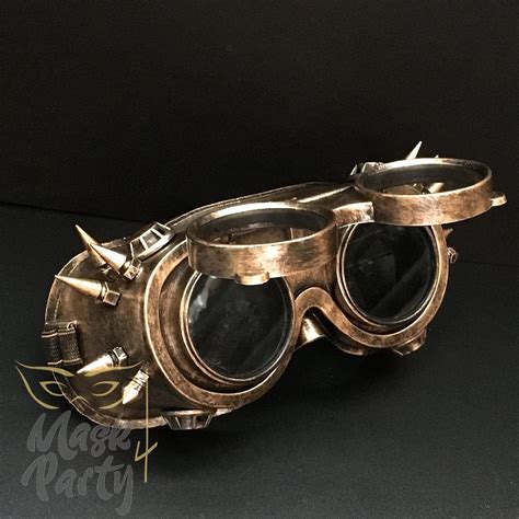 Steampunk Flip Up Rivet Goggles Goldblack Steampunk Mask