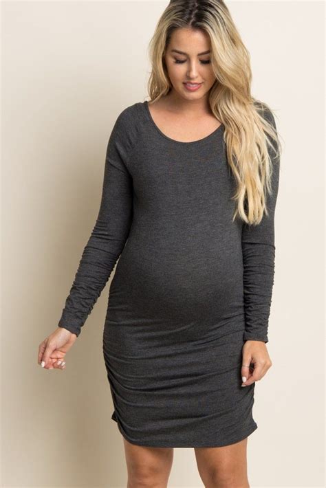 charcoal grey long sleeve fitted maternity dress fitted maternity dress long sleeve fitted