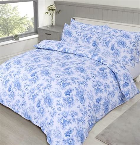 Sleepdown Ditsy Floral Blue Reversible Easy Care Duvet Cover Quilt