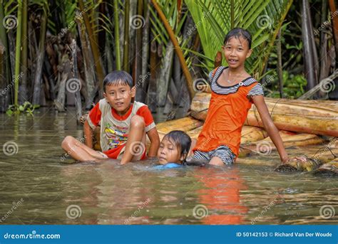 Swimming In The Mekong River Vietnam Editorial Stock Photo Image Of