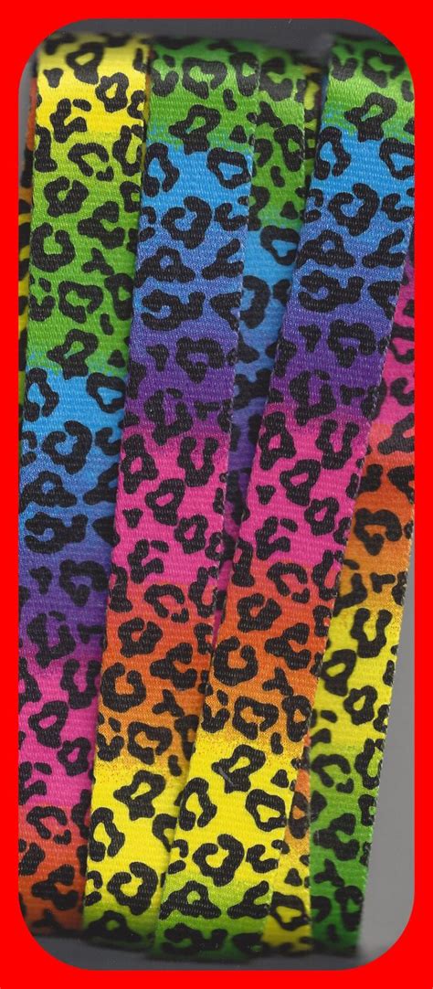 Webbed Trim Tie Dye Rainbow Leopard Print Polyester Non Etsy