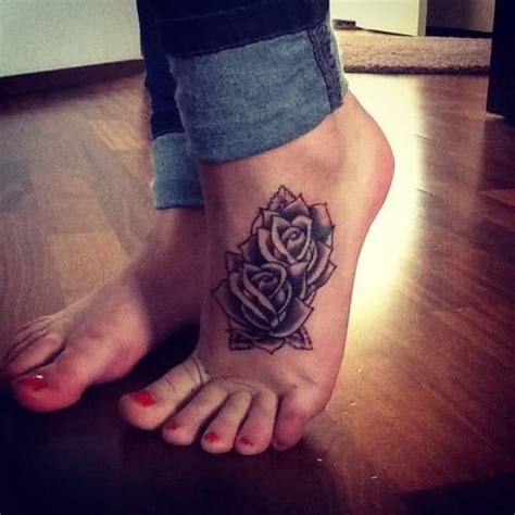 Blue rose tattoo on ankle. 10 Foot Rose Tattoo Designs - Pretty Designs