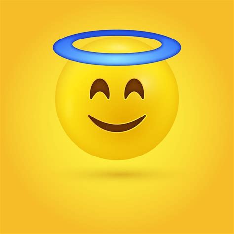 Premium Vector Angel Emoji Face With Smiling Eyes And Halo