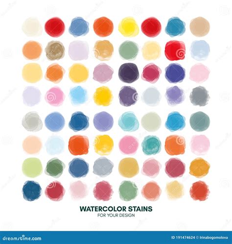 Set Of Colorful Watercolor Hand Painted Round Shapes Stains Circles