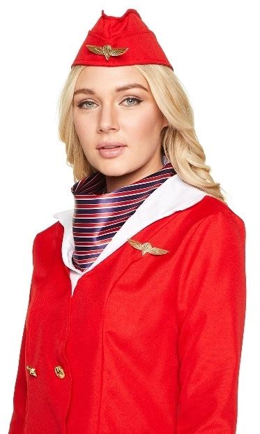 Red Flight Attendant Fancy Dress Costume