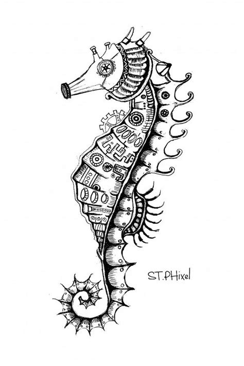 Steampunk Seahorse Digital Art By St Phixel