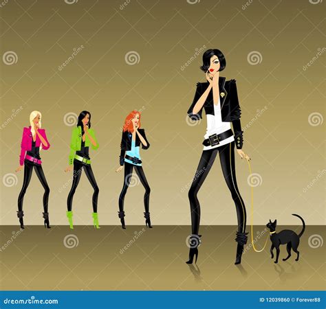 Set Of Glamour Girls Stock Vector Illustration Of Lifestyle 12039860