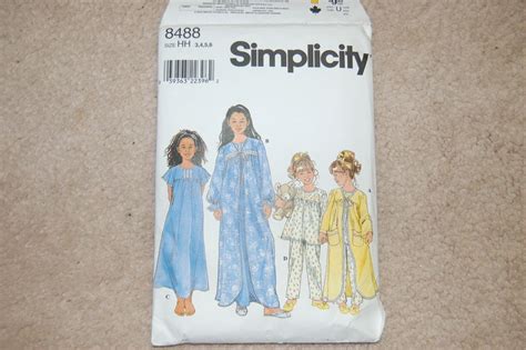 Simplicity 8488 Girls Sleepwear Pajamas Nightgown Robe Size Hh 3 4 5 6