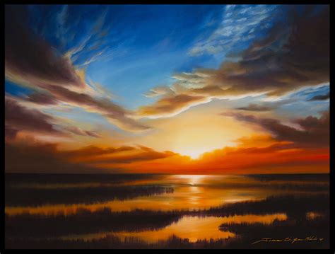 Tranquil Sunset Oil Painting By James Hill