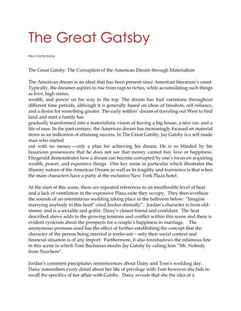The Great Gatsby Plaza Scene Essay