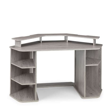 Orbit Grey Oak Wooden Corner Gaming Desk Happy Beds