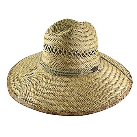 Mens Straw Outback Lifeguard Sun Hat Natural Beach Large Wide Brim W