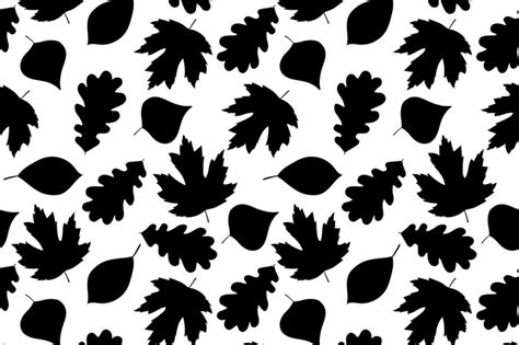 Seamless Patterns Leaves Silhouette Autumn Leaves Vector Illustratio