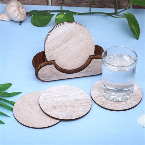 Multicolor Wooden Mdf Round Tea Coasters Set Of 6 For Office Size